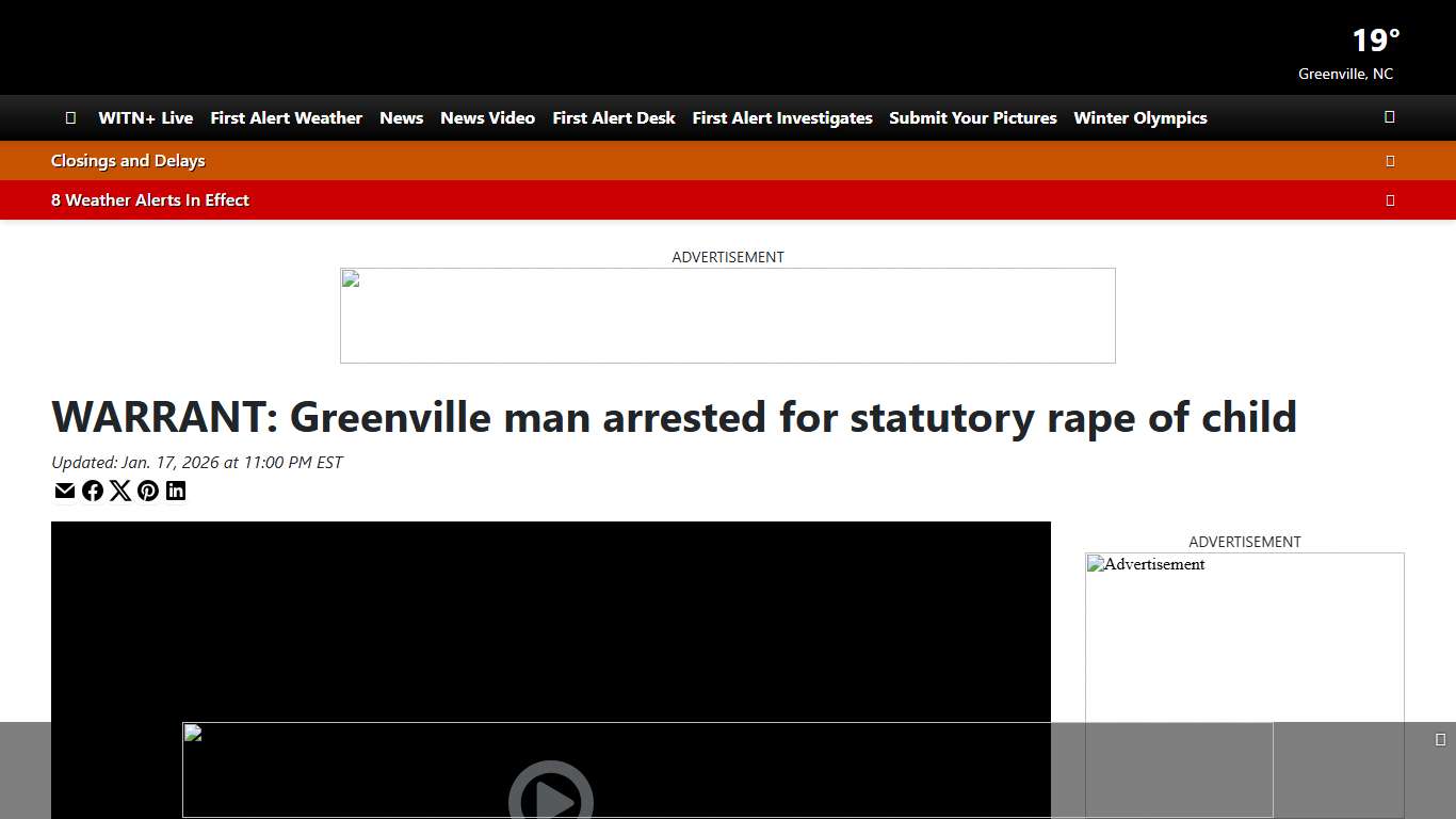 WARRANT: Greenville man arrested for statutory rape of child